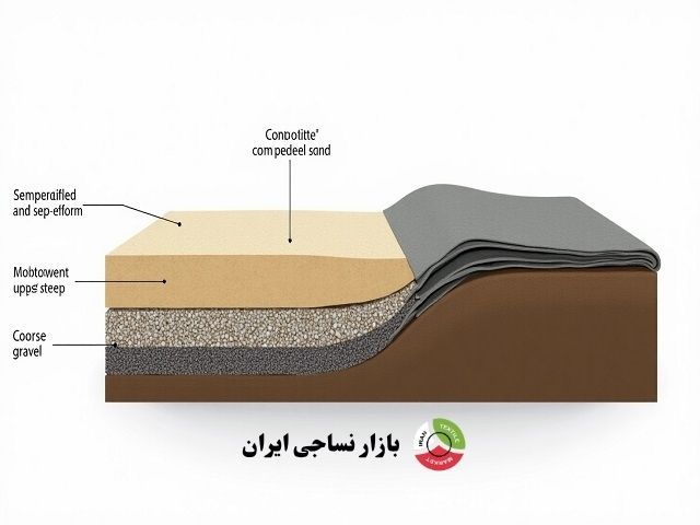 تصویر برش مقطعی پروژه عمرانی با استفاده از ژئوتکستایل