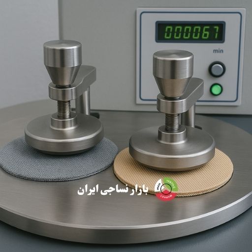 تصویر آزمایش سایش روی پارچه تافته و سرژه با دستگاه Martindale