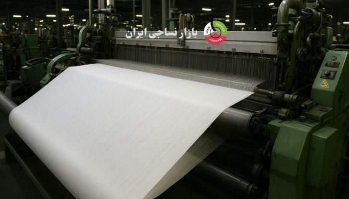 خط تولید پارچه با نخ ایرجت در کارخانه